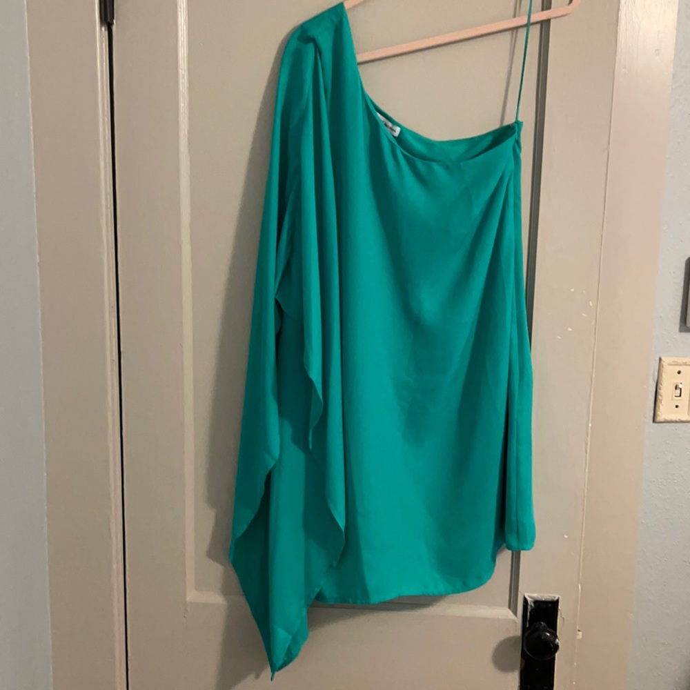 Green one shoulder dress